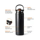 Sticla termos, Nordic Drift, 2610E19302, 940 ml, Cu maner, 26.7xØ8.7 cm, Otel inoxidabil, Polipropilena, Negru