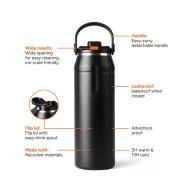   Sticla termos, Nordic Drift, 2610E19302, 940 ml, Cu maner, 26.7xØ8.7 cm, Otel inoxidabil, Polipropilena, Negru