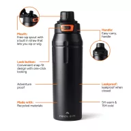   Sticla termos, Nordic Drift, 2610E19301, 750 ml, Cu maner, 27.5xØ7.9 cm, Otel inoxidabil, Polipropilena, Negru