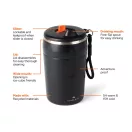 Cana termos, Nordic Drift, 2610E19303, 350 ml, Cu maner, 15.1xØ8.6 cm, Otel inoxidabil, Polipropilena, Negru