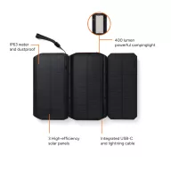   Powerbank Nordic Drift, 2610E18000, 10000 mAh, 20 W, USB-A, USB-C, 17.4x10x2.9 cm, ABS, Policarbonat, Negru