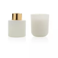   Set cadou difuzor arome si lumanare, Ukiyo, 42FEB230864, 20.8x8.5x8 cm, Sticla, Alb