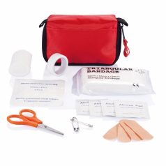   Set de prim ajutor cu husa de protectie, poliester, metal, Everestus, TSPA17, rosu