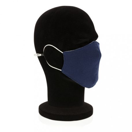 Masca de protectie faciala, reutilizabila, 2 straturi, 35.5x14.5 cm, ENB, 20IUN0072, Albastru, Bumbac