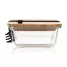 Caserola pranz, 1300 ml, 17.3x12.8x6 cm, Everestus, 20SEP0115, Sticla, Bambus, Transparent
