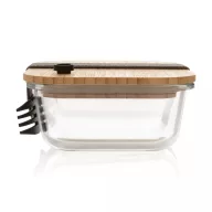   Caserola pranz, 1300 ml, 17.3x12.8x6 cm, Everestus, 20SEP0115, Sticla, Bambus, Transparent