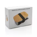 Caserola pranz, Everestus, 21AUG038, 1500 ml, Otel, Bambus, 18x13x6.5 cm, Argintiu, Natur