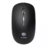 Light up logo wireless mouse, black ABS black