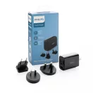 Adaptor priza, Philips, 21OCT0349, 10 x 3 x 10 cm, ABS, Negru