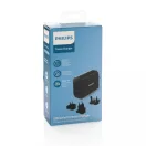 Adaptor priza, Philips, 21OCT0349, 10 x 3 x 10 cm, ABS, Negru