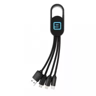   Cablu 4-in-1 cu clip carabina, 18x3x1 cm, Everestus, 20SEP0154, ABS, Plastic, Negru