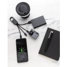 Cablu 4-in-1 cu clip carabina, 18x3x1 cm, Everestus, 20SEP0154, ABS, Plastic, Negru