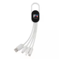  Cablu 4-in-1 cu clip carabina, 18x3x1 cm, Everestus, 20SEP0157, ABS, Plastic, Alb