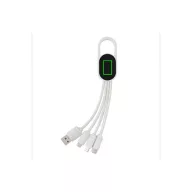   Cablu 4-in-1 cu clip carabina, 18x3x1 cm, Everestus, 20SEP0157, ABS, Plastic, Alb