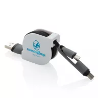 3-in-1 retractable cable, black ABS black
