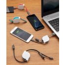 3-in-1 retractable cable, black ABS black