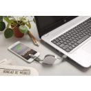 Cablu de incarcare 3-in-1 retractabil, Everestus, RE, abs, tpu, alb