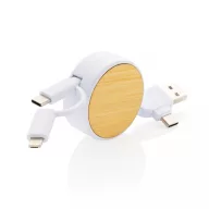  Cablu 6-in-1, Everestus, 18SEP2521, 5x5x2 cm, TPE, Bambus, Alb