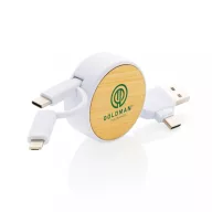   Cablu 6-in-1, Everestus, 18SEP2521, 5x5x2 cm, TPE, Bambus, Alb