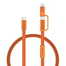 Cablu de incarcare, XD, 2610E17626, 60 W, 120x9x3 cm, Plastic, rPET, Portocaliu