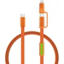 Cablu de incarcare, XD, 2610E17626, 60 W, 120x9x3 cm, Plastic, rPET, Portocaliu