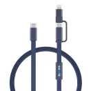 Cablu de incarcare, XD, 2610E17624, 60 W, 120x9x3 cm, Plastic, rPET, Albastru