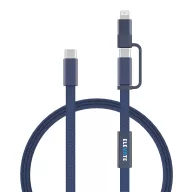   Cablu de incarcare, XD, 2610E17624, 60 W, 120x9x3 cm, Plastic, rPET, Albastru