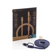   Cablu de incarcare, XD, 2610E17624, 60 W, 120x9x3 cm, Plastic, rPET, Albastru
