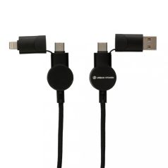   Cablu de incarcare 6-in-1 45W, Urban Vitamin, 42FEB230374, 120xØ0.4 cm, Poliester, TPE, Negru
