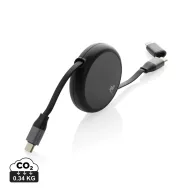   Cablu retractabil 2-in-1, XD, 2601E14746, 1.5xØ6 cm, ABS, Termoplastic, Negru