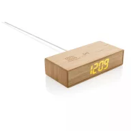   Incarcator wireless 5W cu ceas cu alarma, 21MAR2210, 17x7.8x4 cm, Everestus, Bambus, ABS, Maro