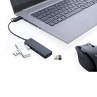 Hub usb, Everestus, 18SEP2557, 2.8x1.1x8.5 cm, ABS, TPE, Negru