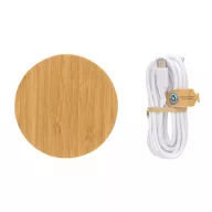   Incarcator wireless 15W, Everestus, 42FEB231634, 1xØ9.2 cm, Bambus, TPE, Maro