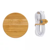   Incarcator wireless 15W, Everestus, 42FEB231634, 1xØ9.2 cm, Bambus, TPE, Maro