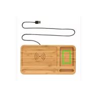   Organizator de birou cu incarcator wireless 5W inclus, Everestus, OR, bambus, maro
