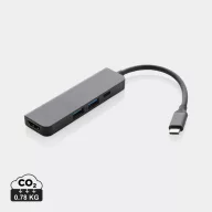 Hub usb 2401E16416, XD, 9.6x2.8x1 cm, Aluminiu, Gri