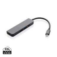 Hub usb 2401E16416, XD, 9.6x2.8x1 cm, Aluminiu, Gri