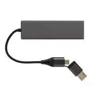 Hub usb, XD, 42FEB230400, 28x3x1.2 cm, Aluminiu, ABS, Gri