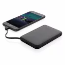 5.000 mAh Pocket Powerbank with integrated cables, black ABS black