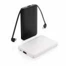 5.000 mAh Pocket Powerbank with integrated cables, black ABS black