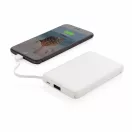 5.000 mAh Pocket Powerbank with integrated cables, white ABS white
