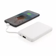   5.000 mAh Pocket Powerbank with integrated cables, white ABS white