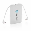 5.000 mAh Pocket Powerbank with integrated cables, white ABS white