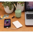 5.000 mAh Pocket Powerbank with integrated cables, white ABS white