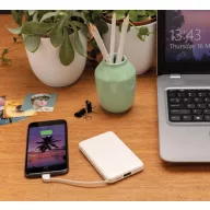   5.000 mAh Pocket Powerbank with integrated cables, white ABS white