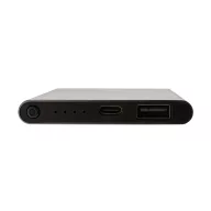   Powerbank 4000 mAh, USB-C, USB-A, 2401E16344, Everestus, 11x6.8x1 cm, Aluminiu, ABS, Gri anthracite
