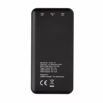 High Density 10.000 mAh Pocket Powerbank, black ABS black
