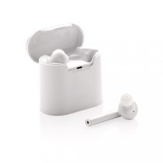 Liberty wireless earbuds in charging case, white ABS white