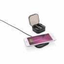 TWS earbuds in wireless charging case, black ABS black