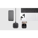 TWS earbuds in wireless charging case, black ABS black